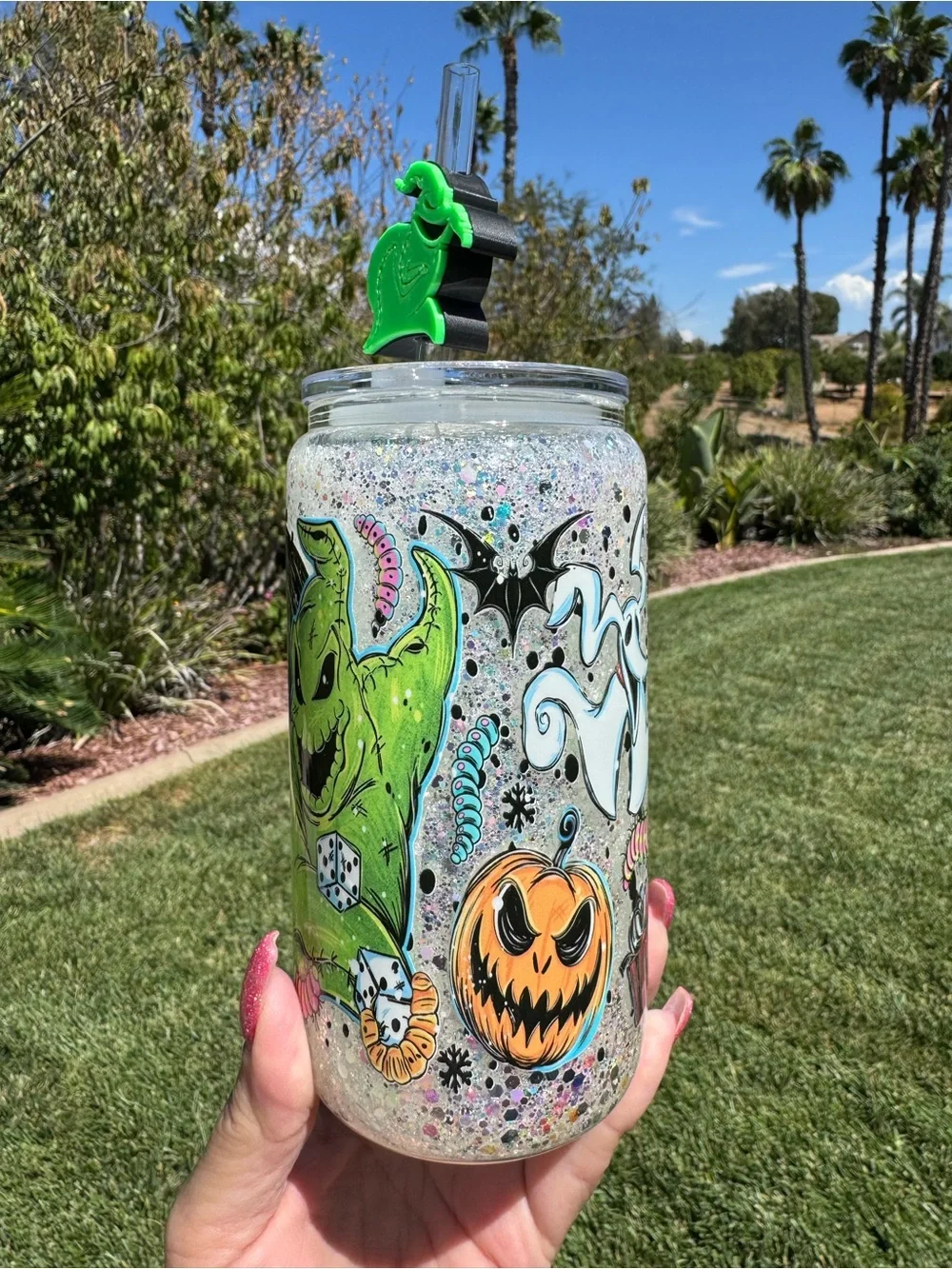 Nightmare Before Christmas Oogie Boogie Snow globe Tumbler 16oz
